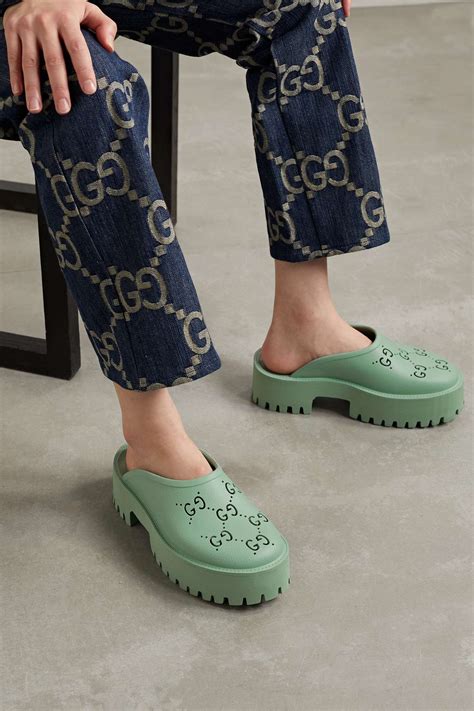 gucci perforated platform mules